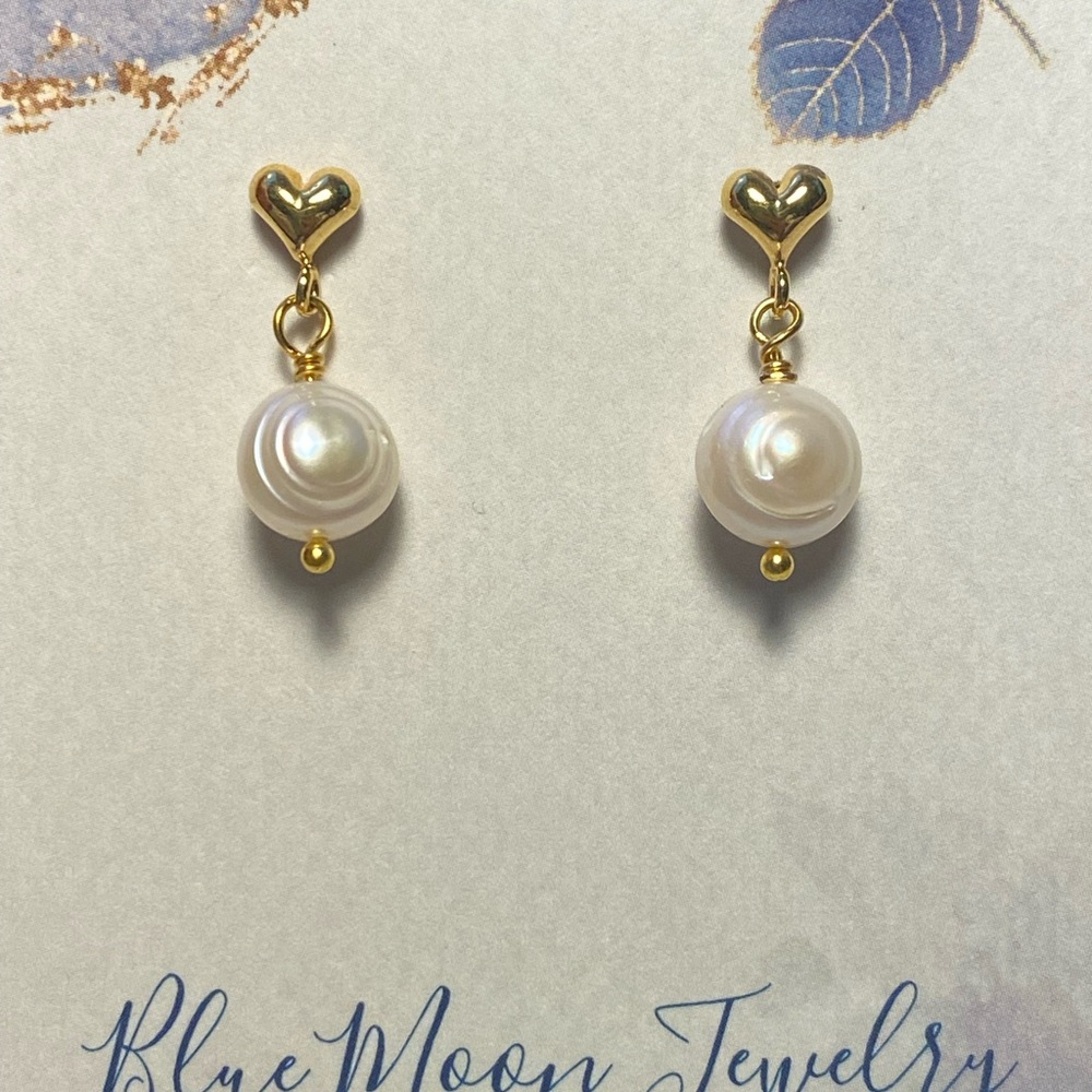Gold Pearl Post Earrings